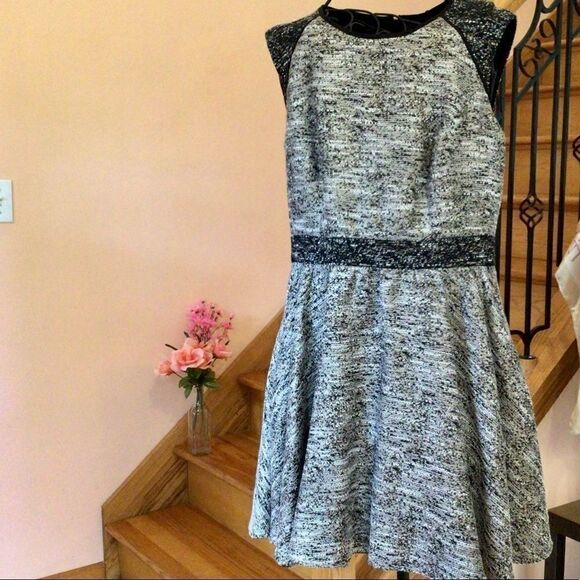 RACHEL ZOE MARLEY BLACK/GRAY METALLIC FLARE DRESS 8 NWT - Picture 12 of 16